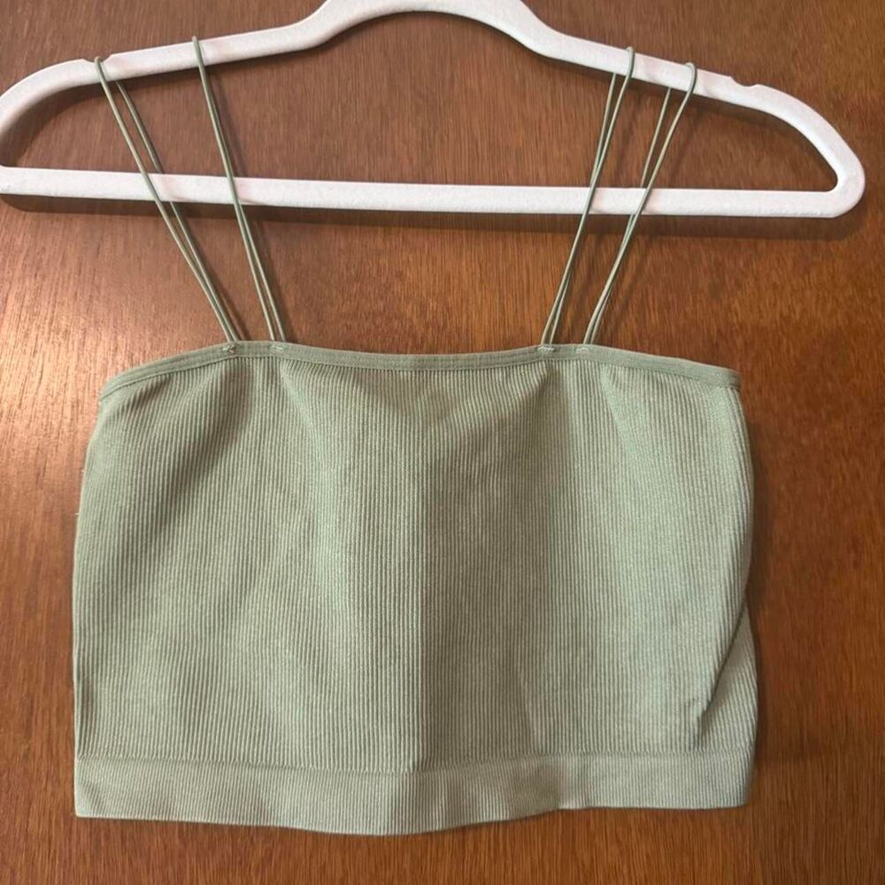 Forever-21 Women's Green and Khaki Crop-top